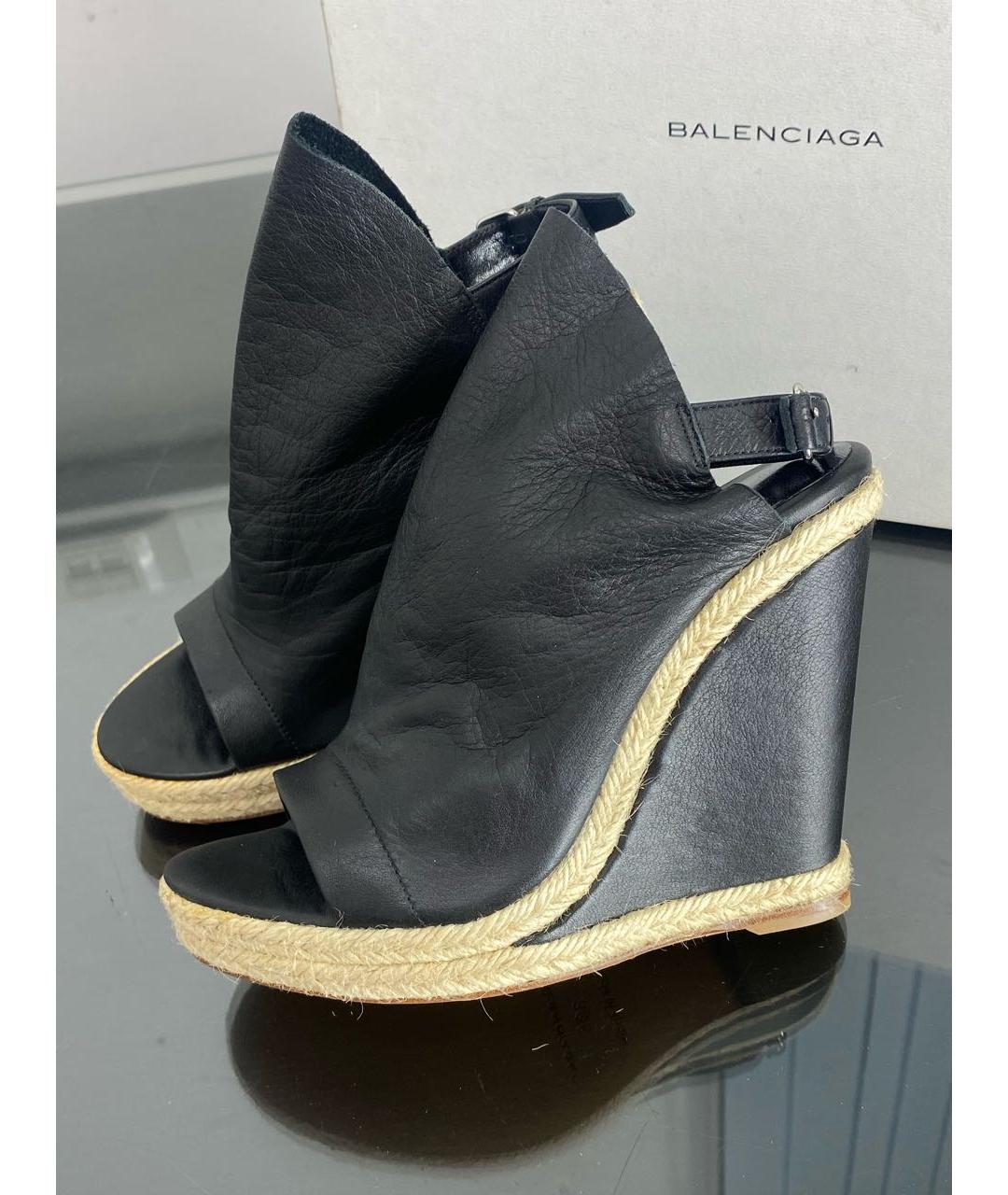BALENCIAGA Черные кожаные босоножки, фото 9