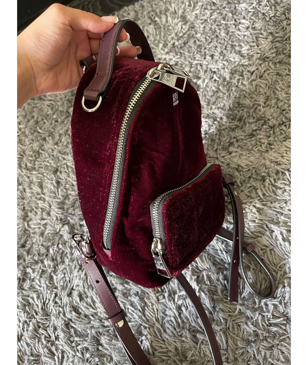 KARL LAGERFELD Бордовый бархатный рюкзак, фото 2
