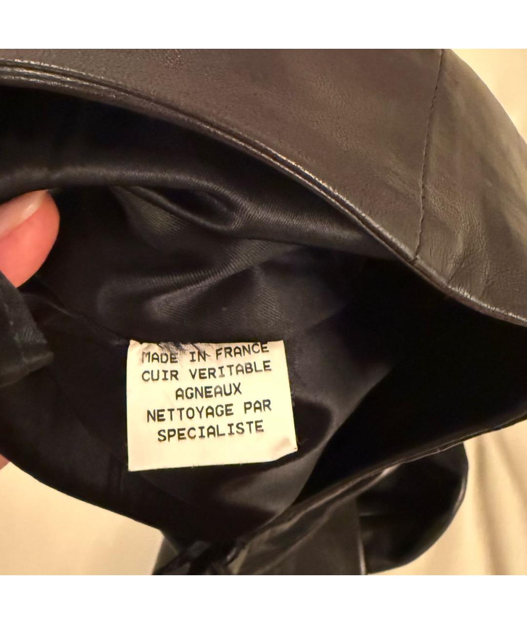 NINA RICCI Черные кожаные брюки широкие, фото 4