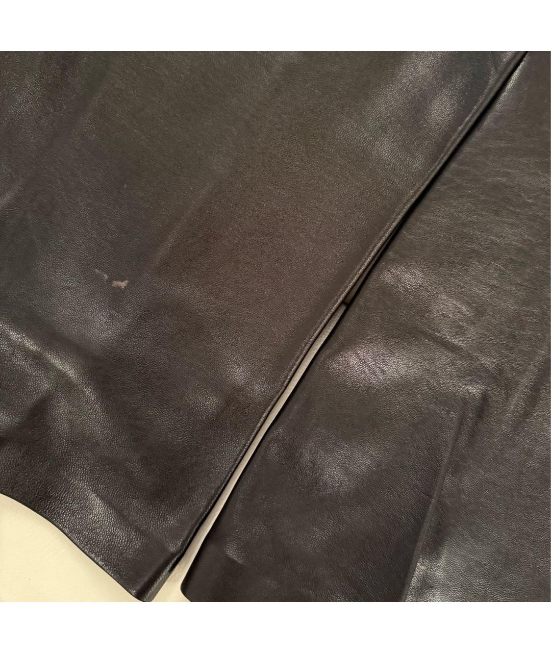 NINA RICCI Черные кожаные брюки широкие, фото 5