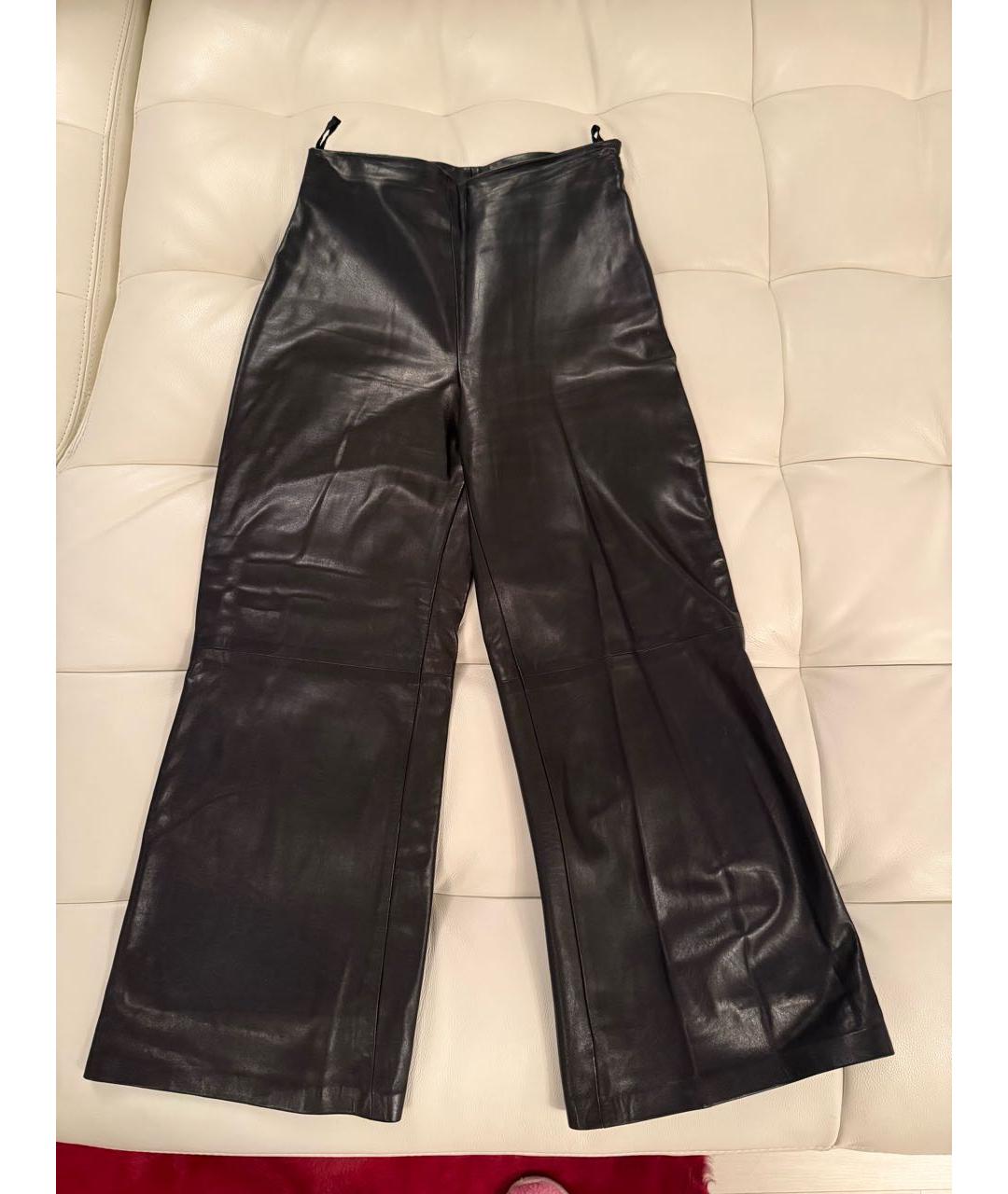 NINA RICCI Черные кожаные брюки широкие, фото 6