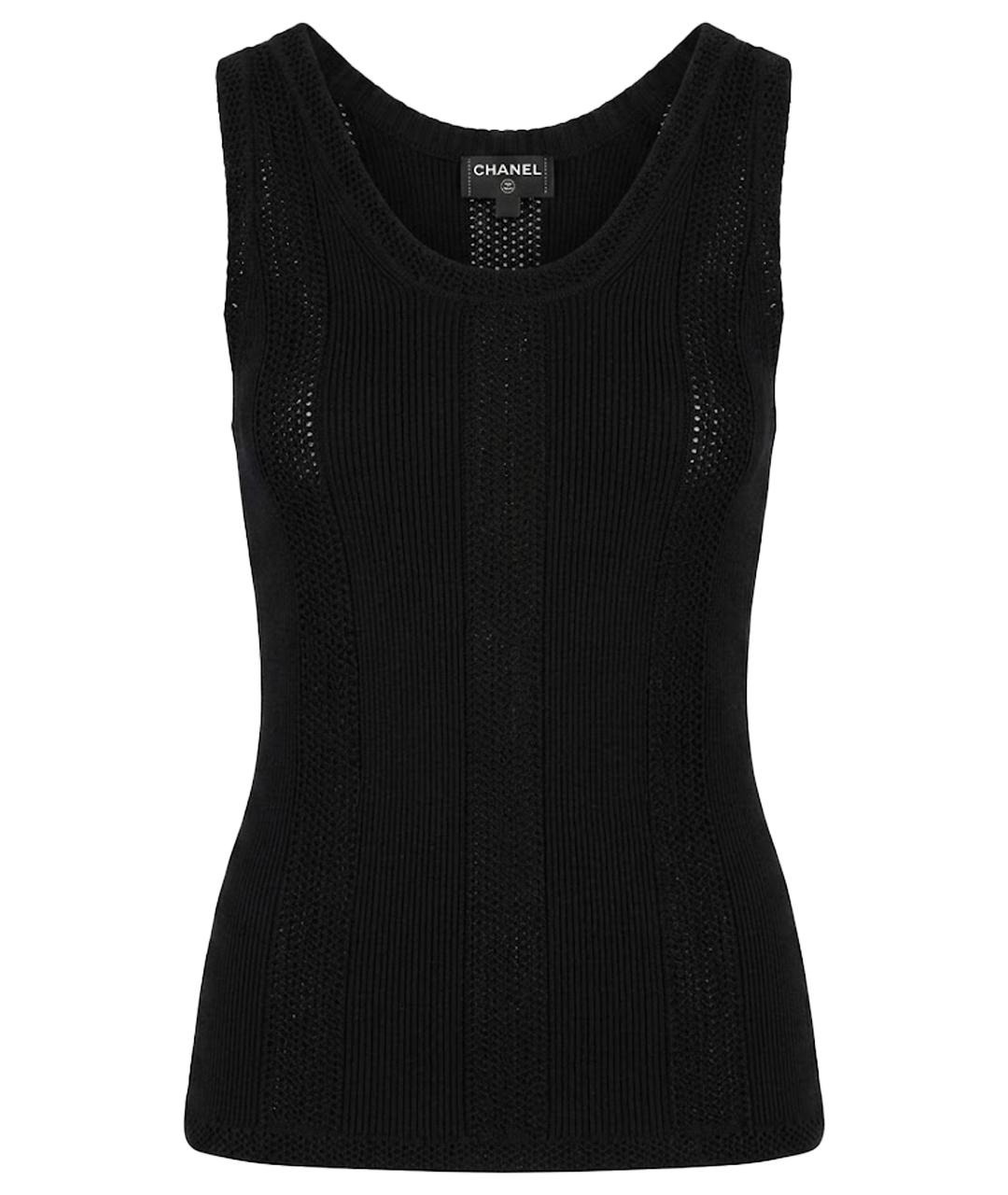 CHANEL Черная хлопковая майка, фото 1