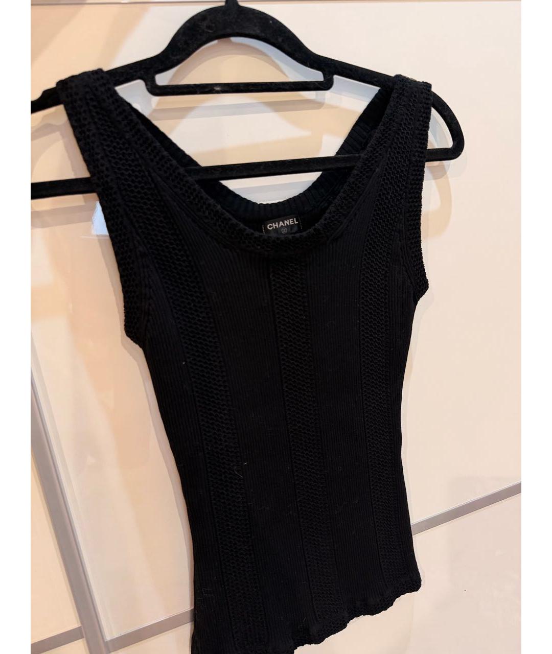 CHANEL Черная хлопковая майка, фото 5