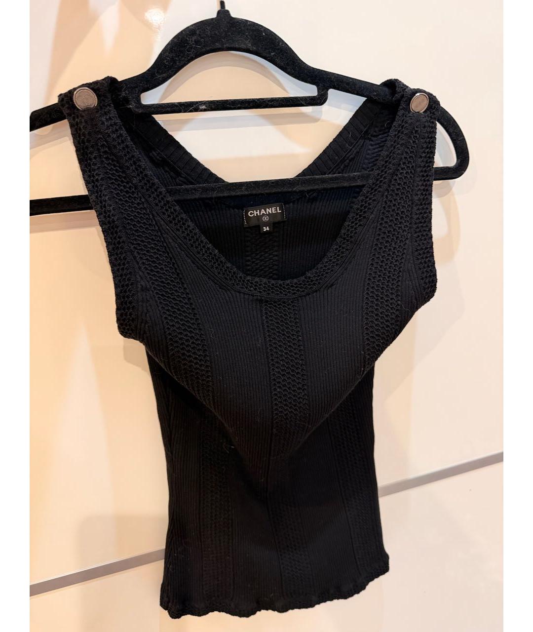 CHANEL Черная хлопковая майка, фото 4