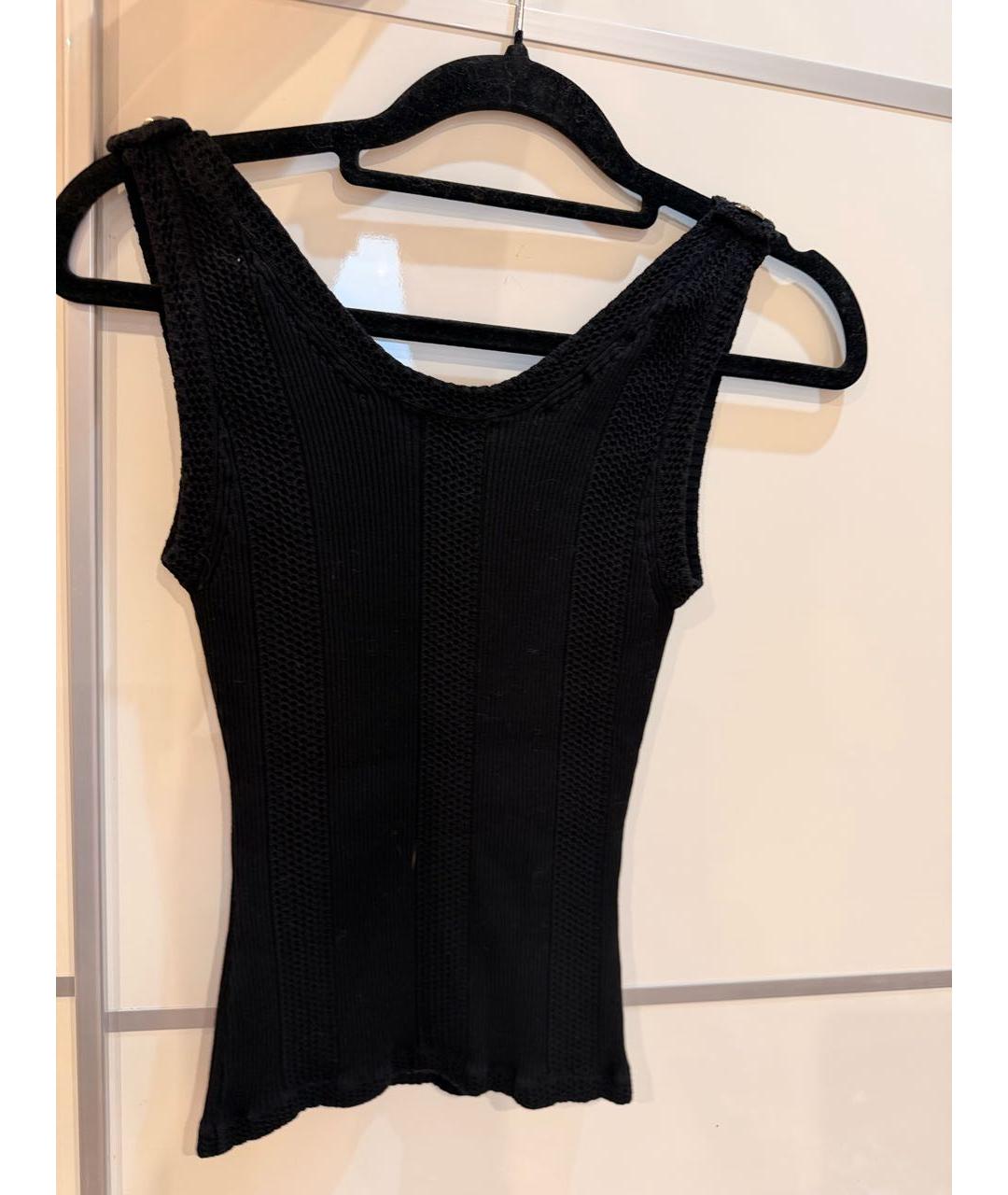 CHANEL Черная хлопковая майка, фото 2