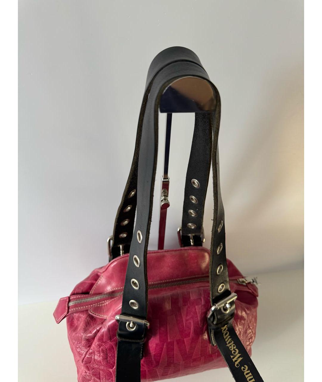 VIVIENNE WESTWOOD Розовая кожаная сумка через плечо, фото 8