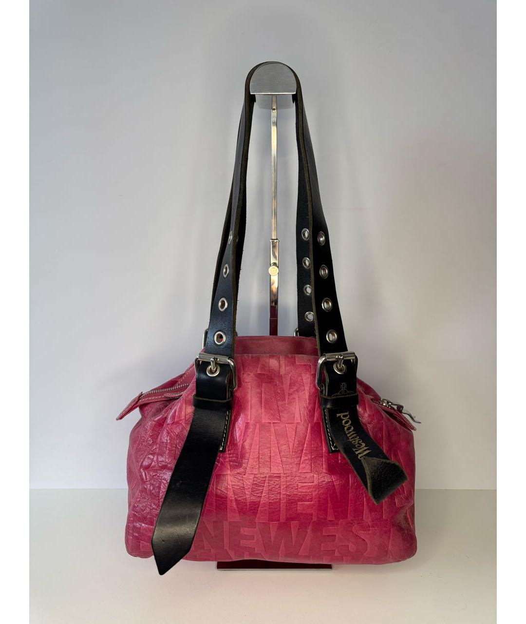 VIVIENNE WESTWOOD Розовая кожаная сумка через плечо, фото 2