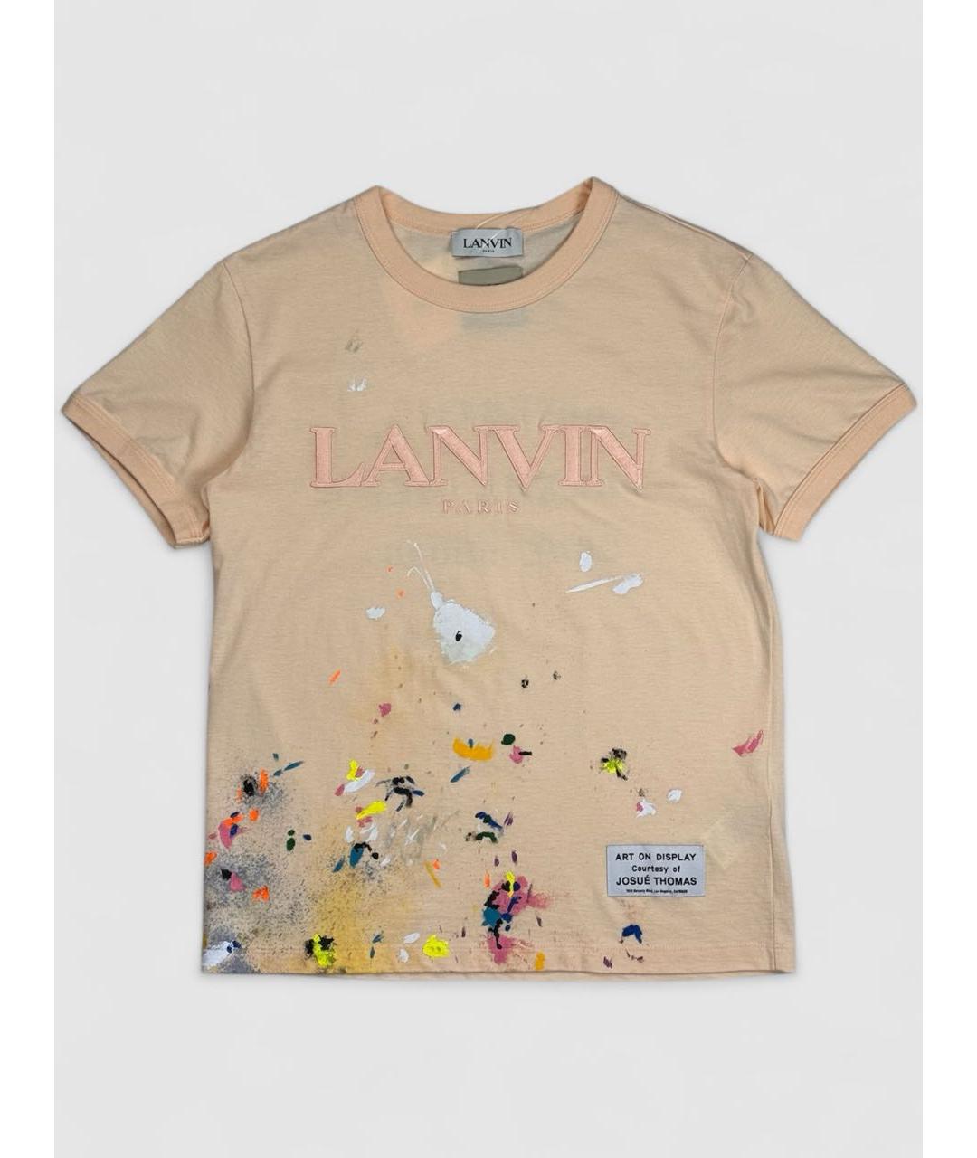 LANVIN Коралловая хлопковая футболка, фото 8