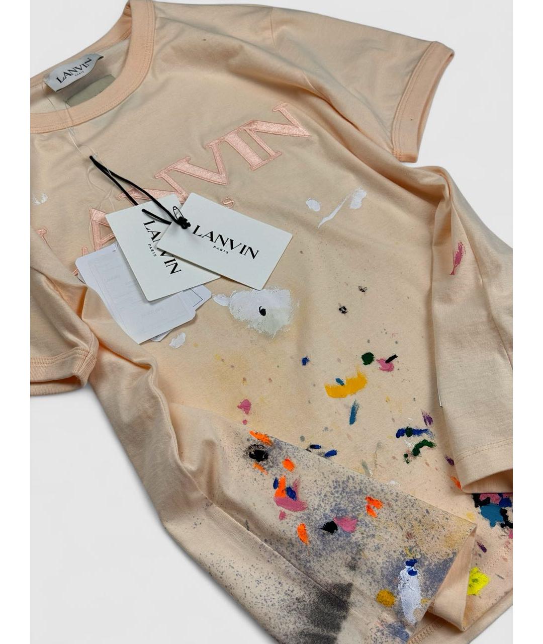 LANVIN Коралловая хлопковая футболка, фото 6