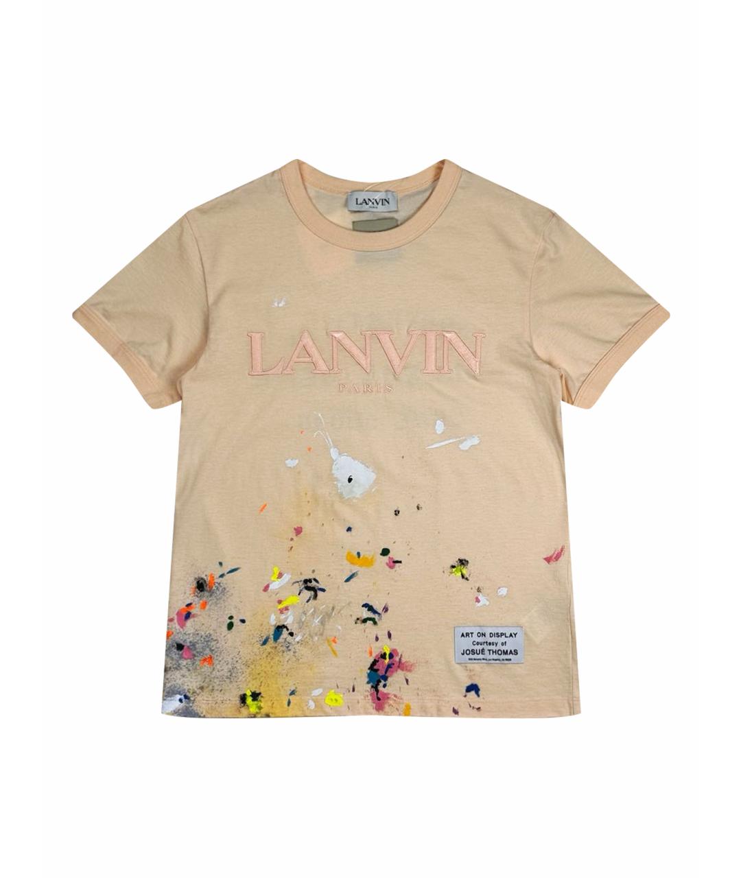 LANVIN Коралловая хлопковая футболка, фото 9