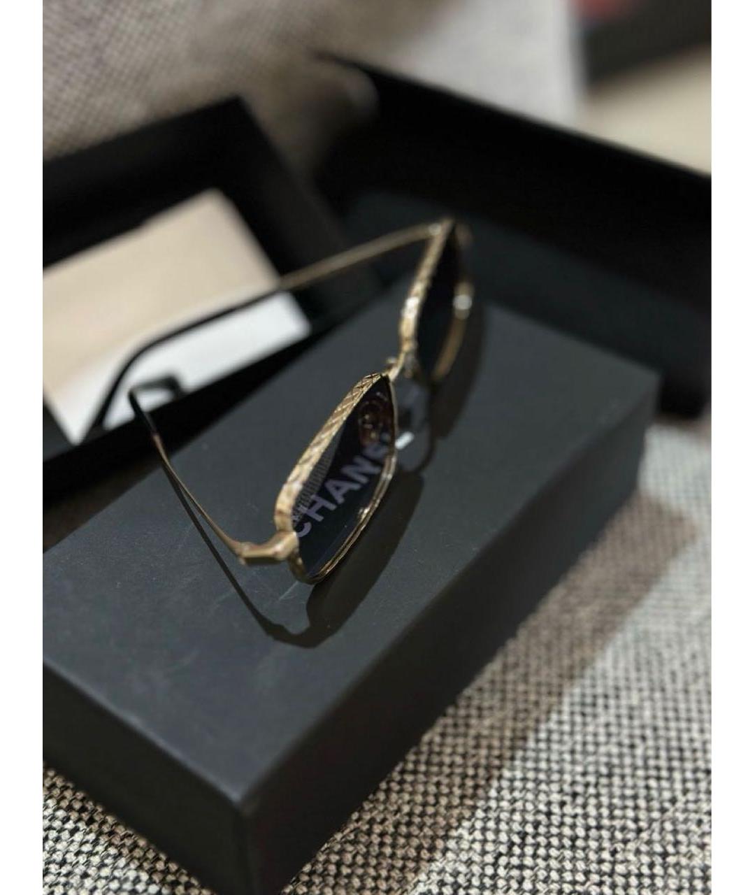 CHANEL Золотые металлические солнцезащитные очки, фото 3