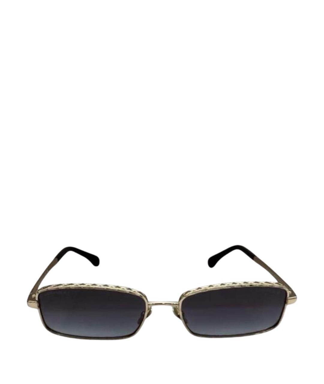 CHANEL Золотые металлические солнцезащитные очки, фото 1
