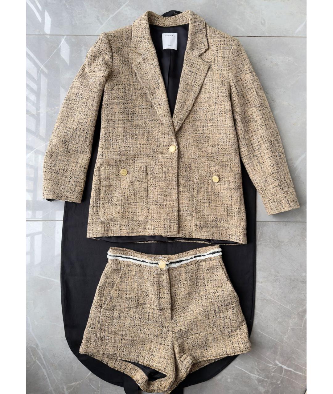 SANDRO Бежевый твидовый костюм с юбками, фото 2