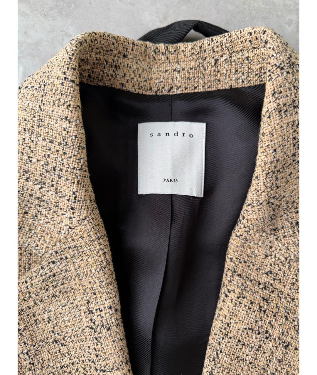 SANDRO Бежевый твидовый костюм с юбками, фото 4