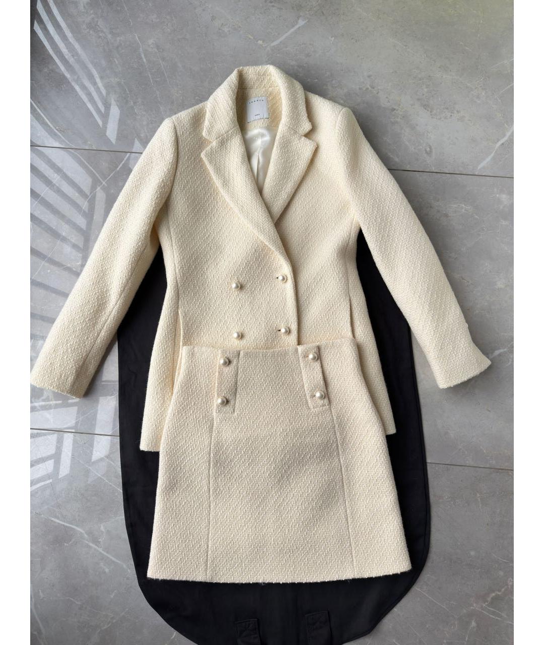 SANDRO Белый твидовый костюм с юбками, фото 9