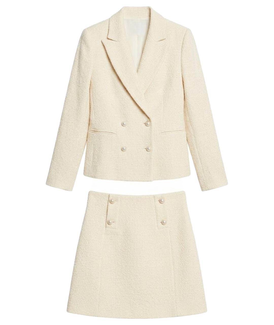SANDRO Белый твидовый костюм с юбками, фото 1