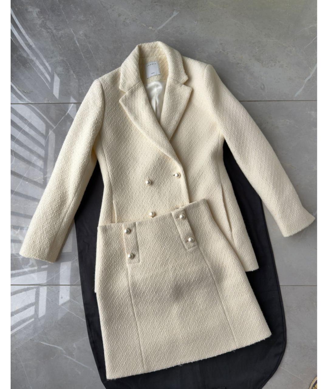 SANDRO Белый твидовый костюм с юбками, фото 2