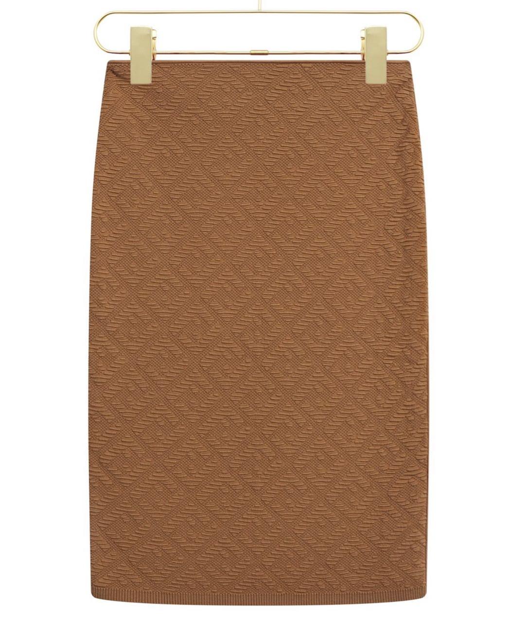 FENDI Коричневая юбка миди, фото 1