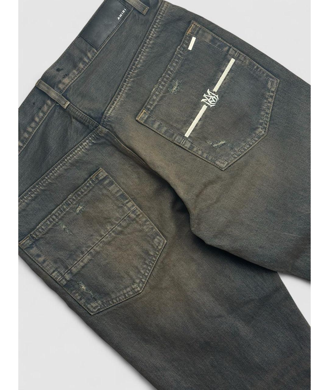 AMIRI Антрацитовые хлопковые прямые джинсы, фото 5