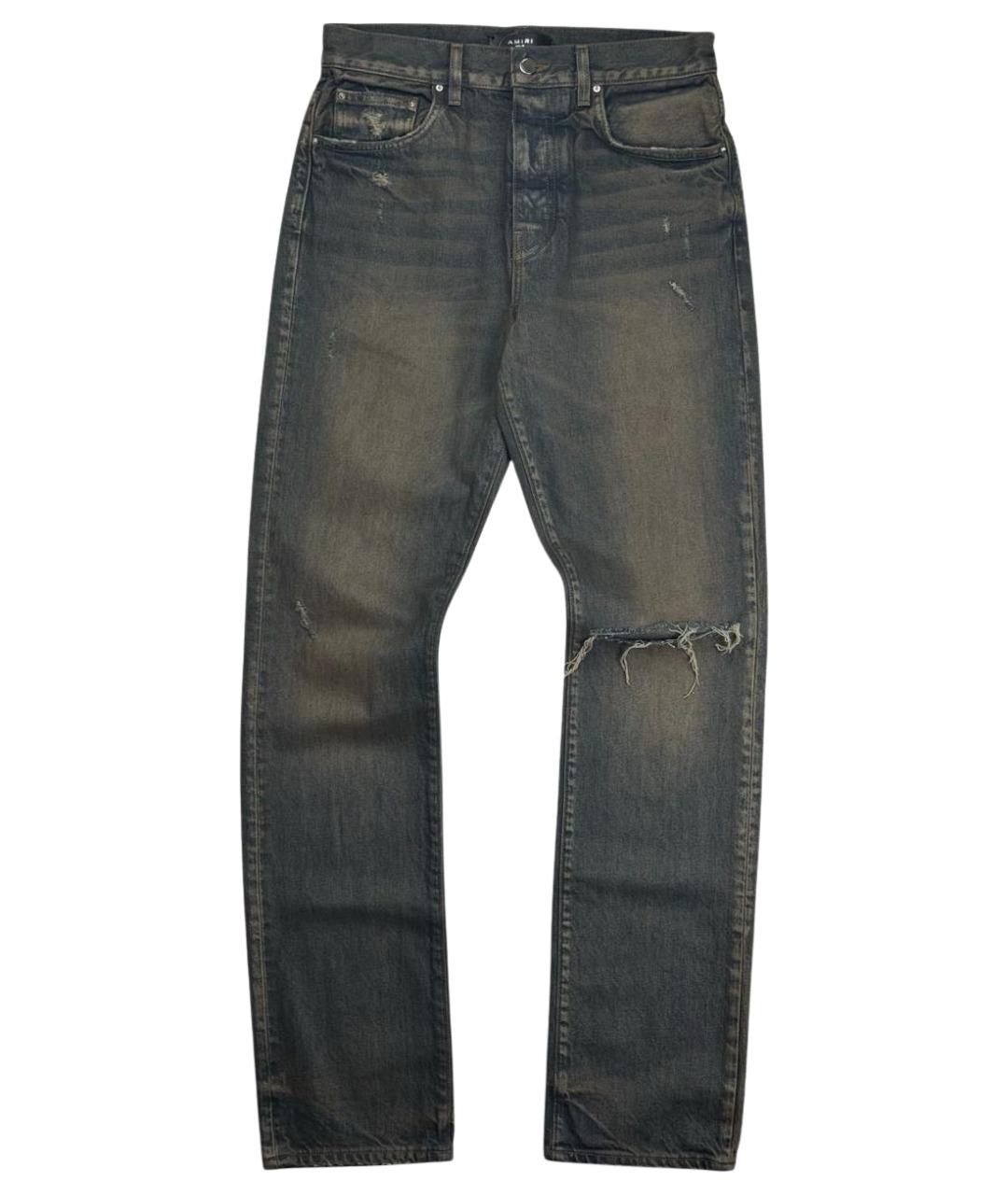 AMIRI Антрацитовые хлопковые прямые джинсы, фото 1