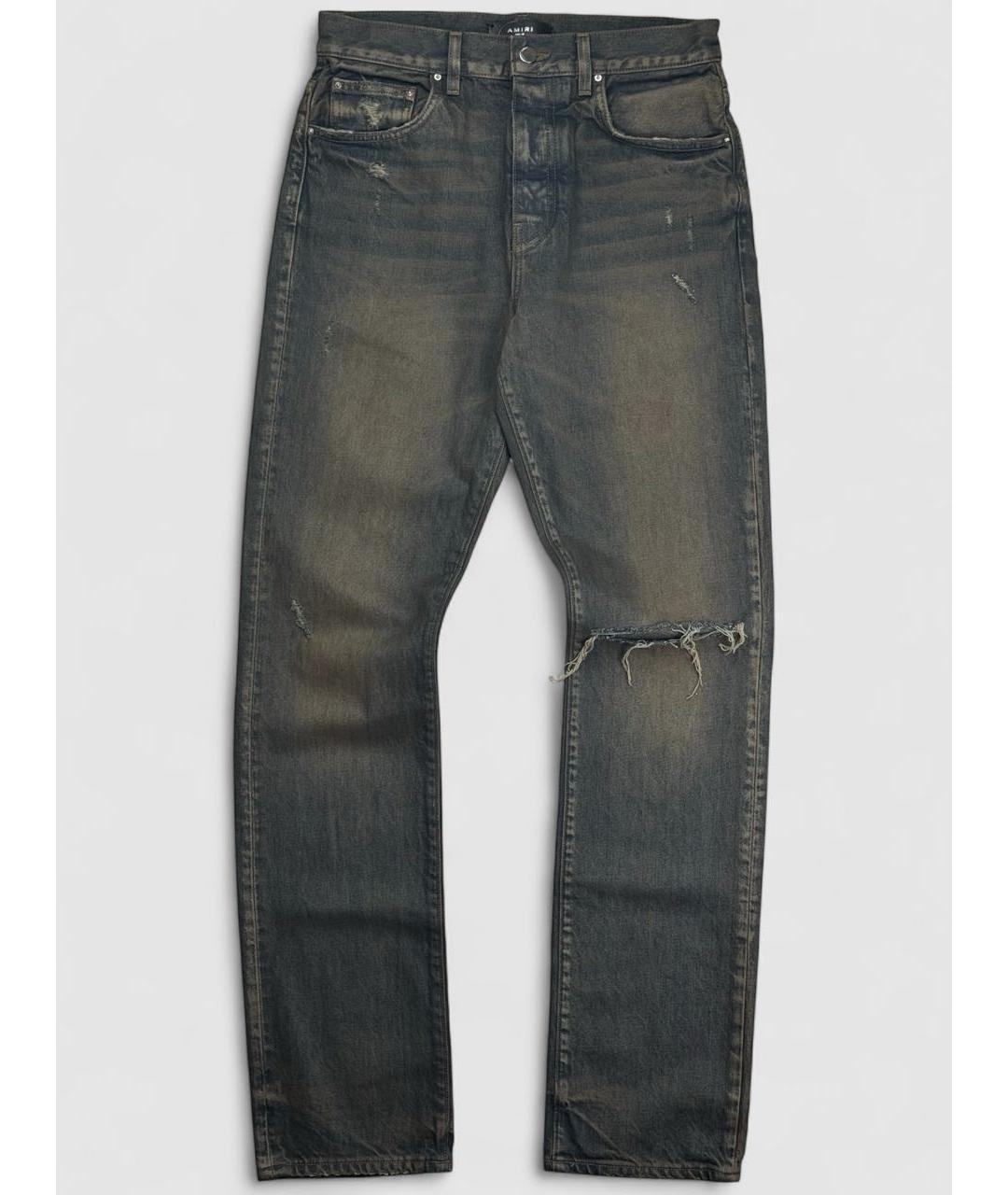 AMIRI Антрацитовые хлопковые прямые джинсы, фото 6