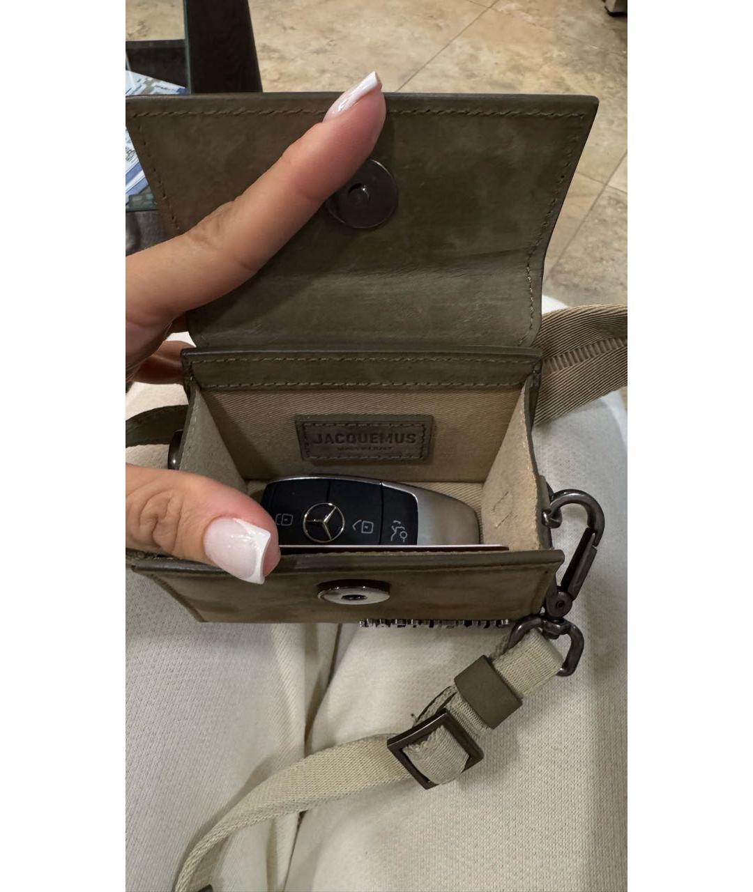 JACQUEMUS Хаки замшевая сумка через плечо, фото 4