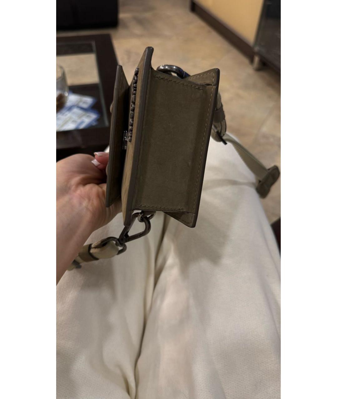 JACQUEMUS Хаки замшевая сумка через плечо, фото 7