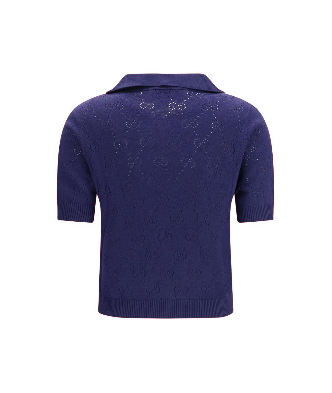 GUCCI Синяя шелковая футболка, фото 2