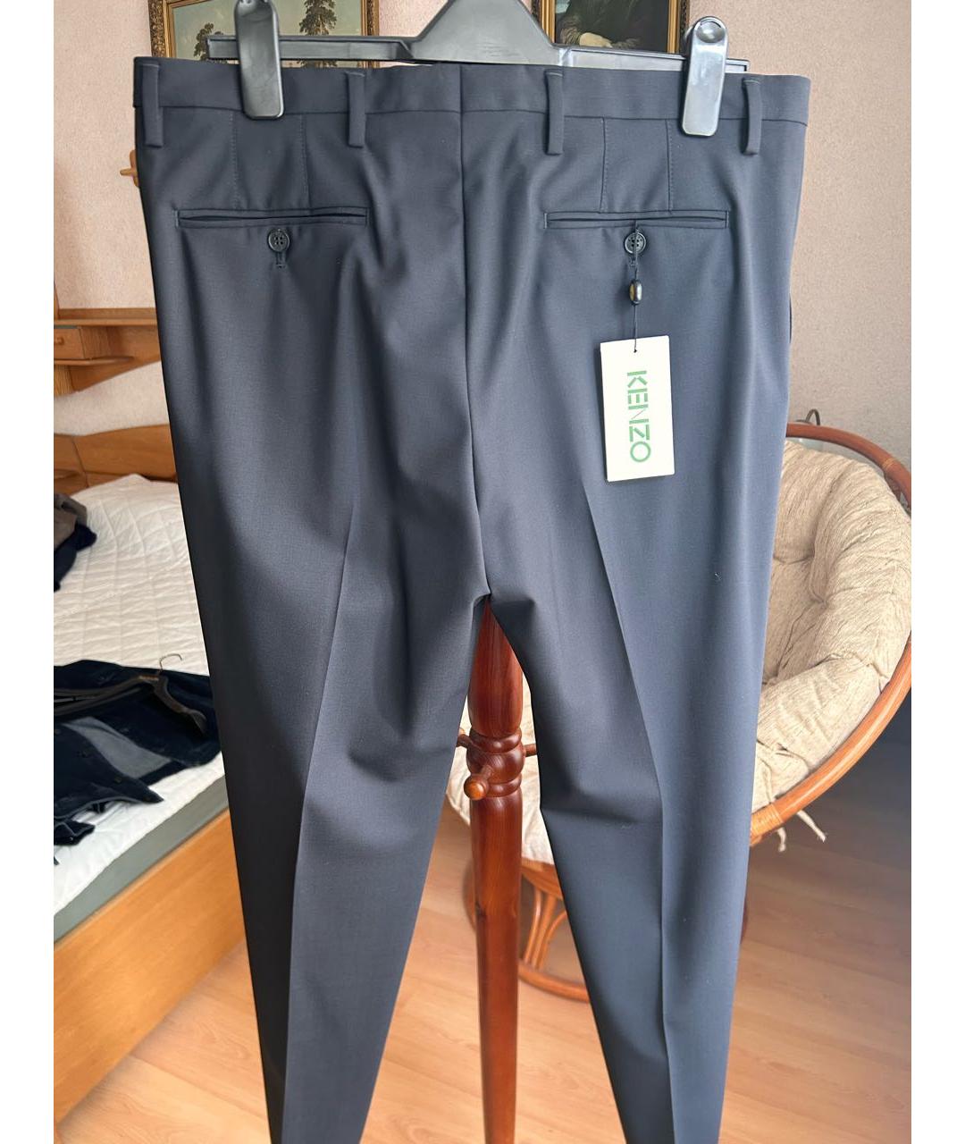 KENZO Черные шерстяные классические брюки, фото 2
