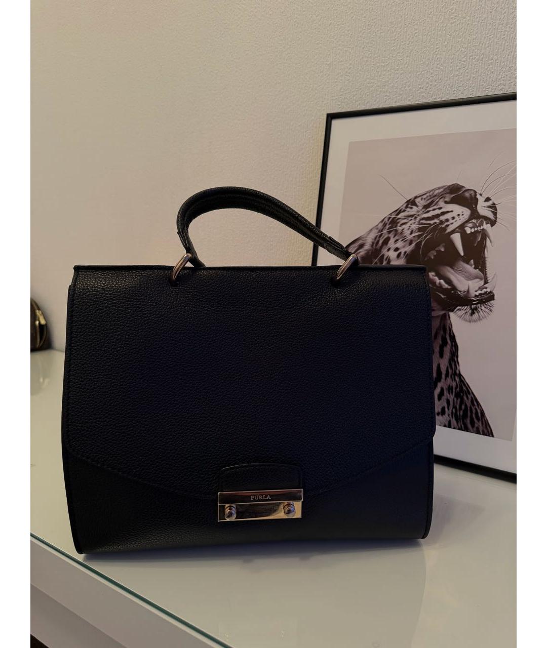 FURLA Черная кожаная сумка через плечо, фото 4