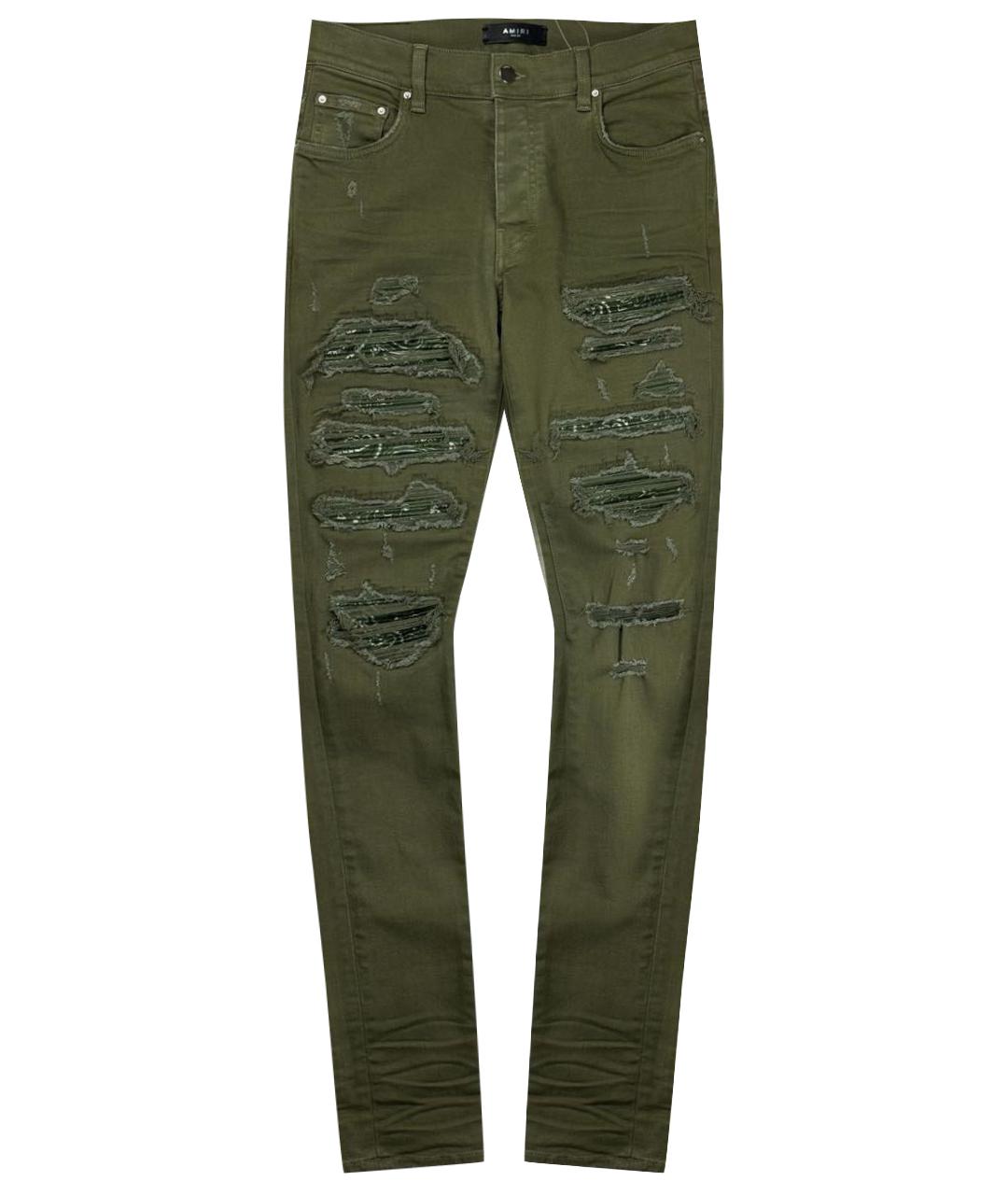 AMIRI Хаки хлопко-эластановые джинсы скинни, фото 1