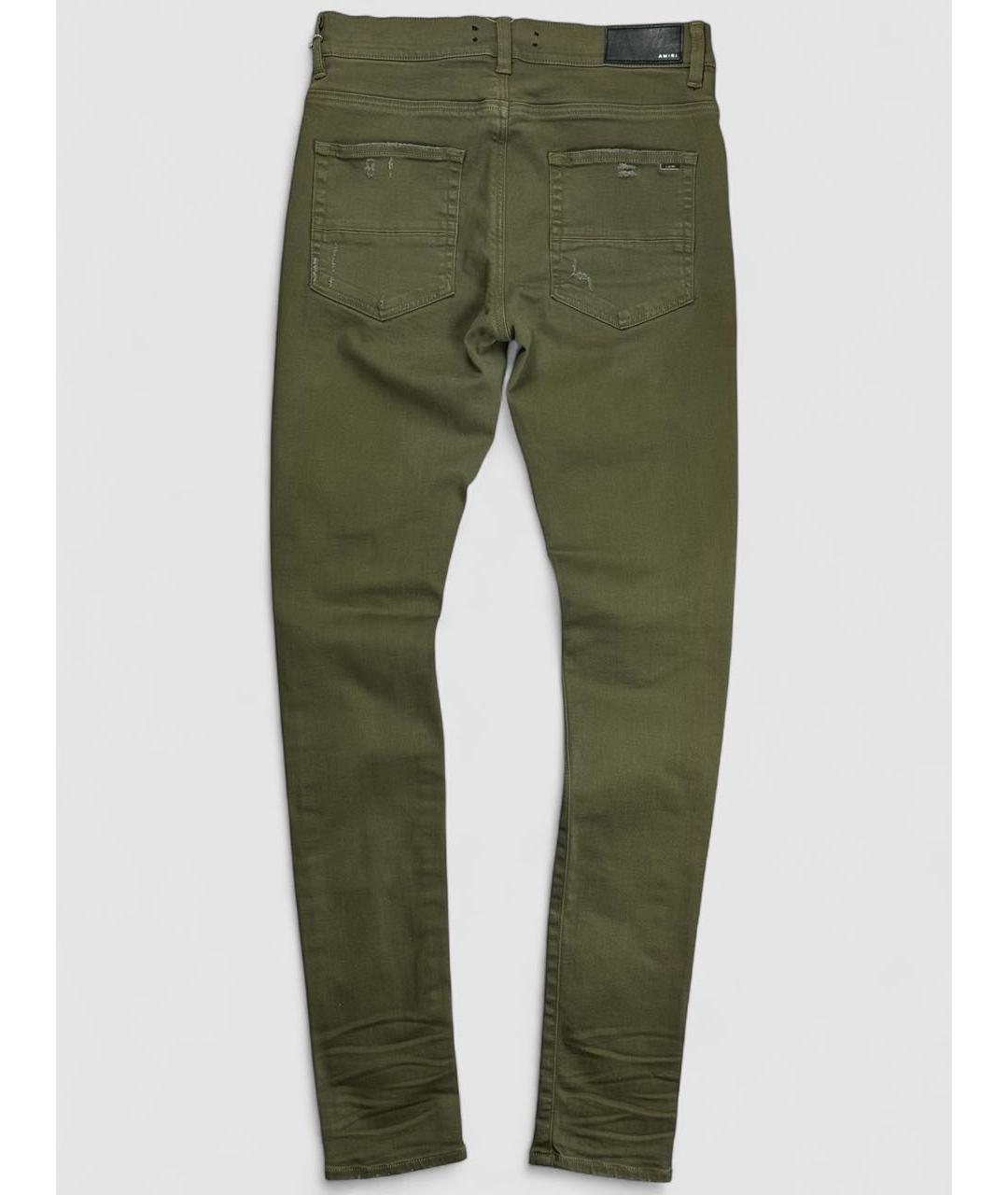 AMIRI Хаки хлопко-эластановые джинсы скинни, фото 2