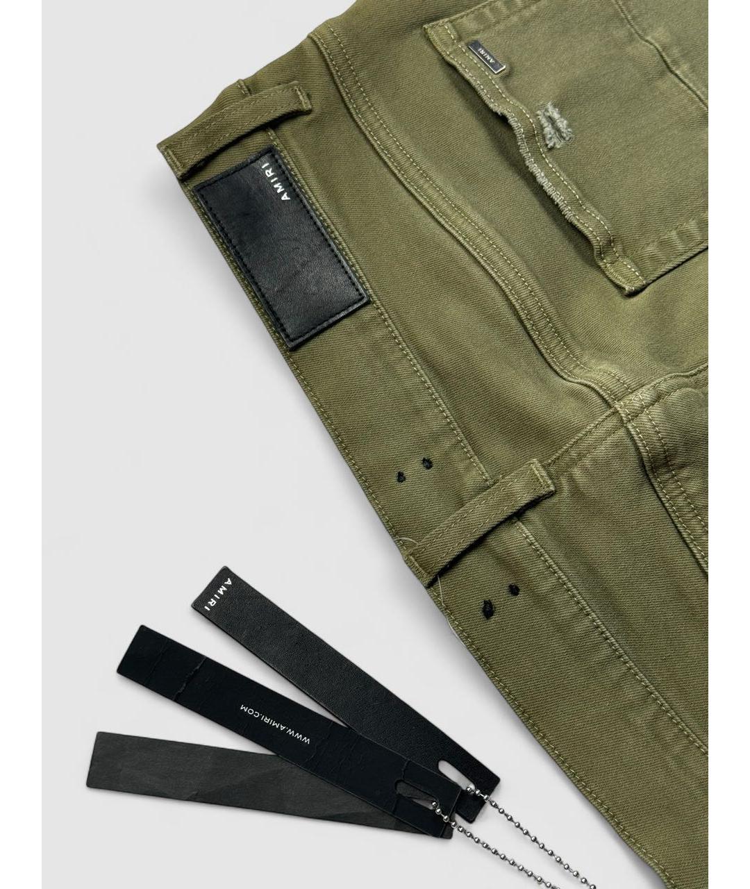 AMIRI Хаки хлопко-эластановые джинсы скинни, фото 4