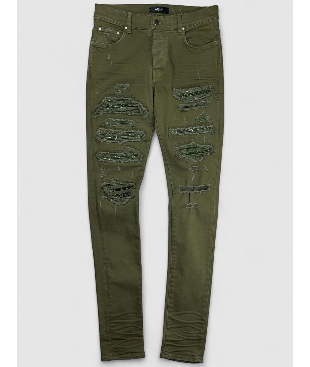 AMIRI Хаки хлопко-эластановые джинсы скинни, фото 6