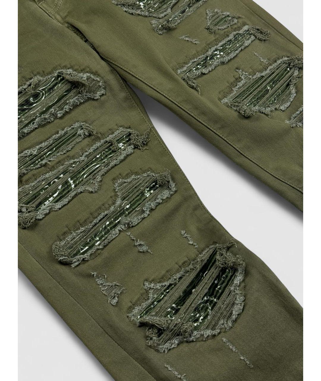 AMIRI Хаки хлопко-эластановые джинсы скинни, фото 3