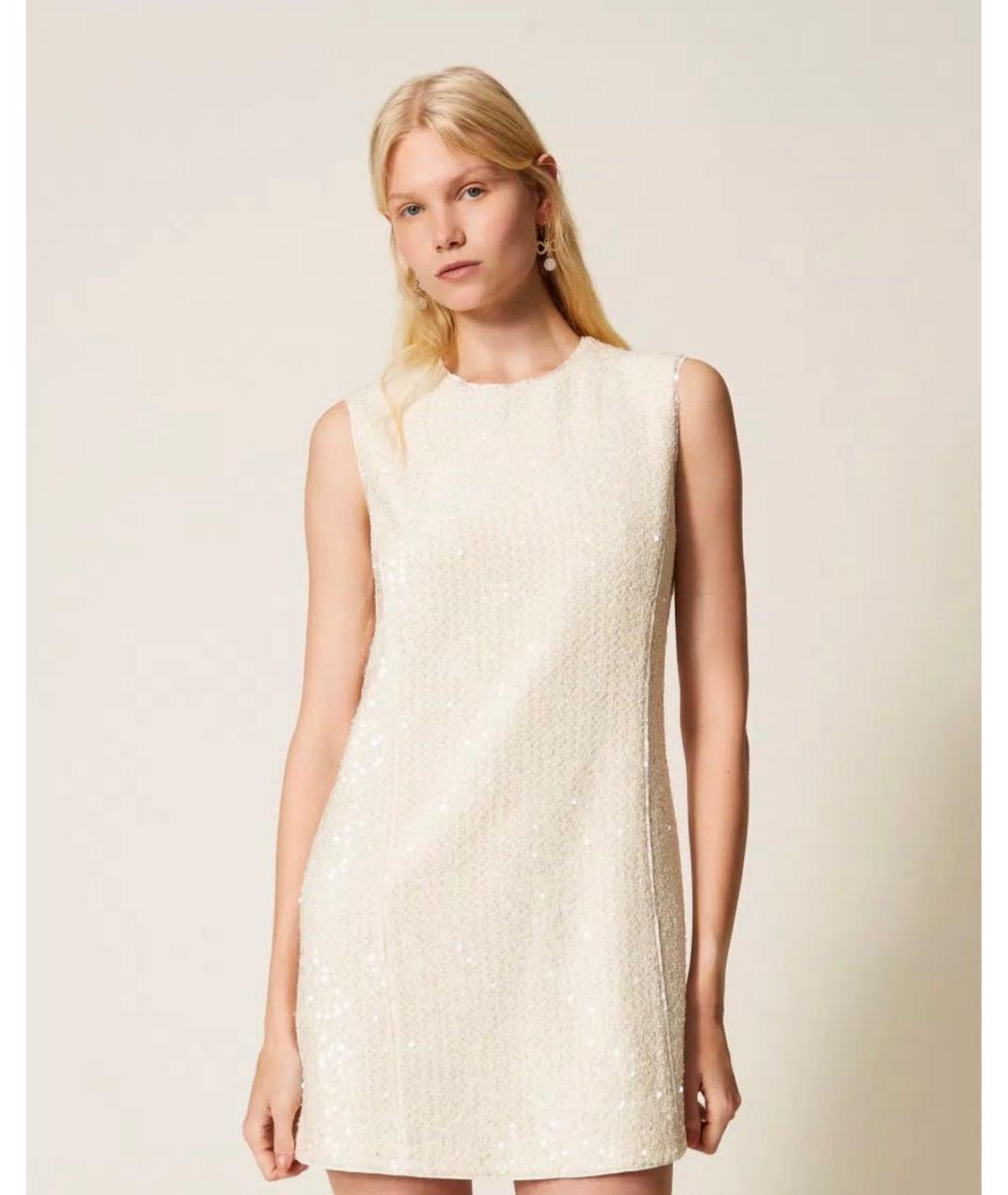 TWIN-SET Бежевое повседневное платье, фото 5