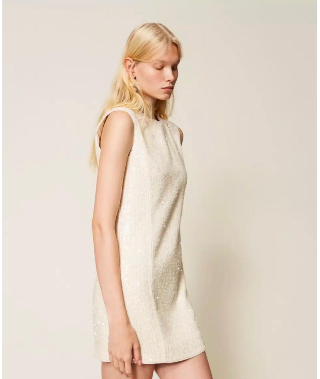 TWIN-SET Бежевое повседневное платье, фото 6