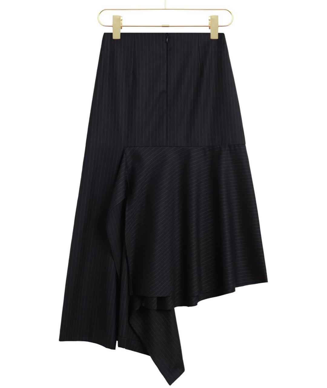 BALENCIAGA Темно-синяя шерстяная юбка миди, фото 3