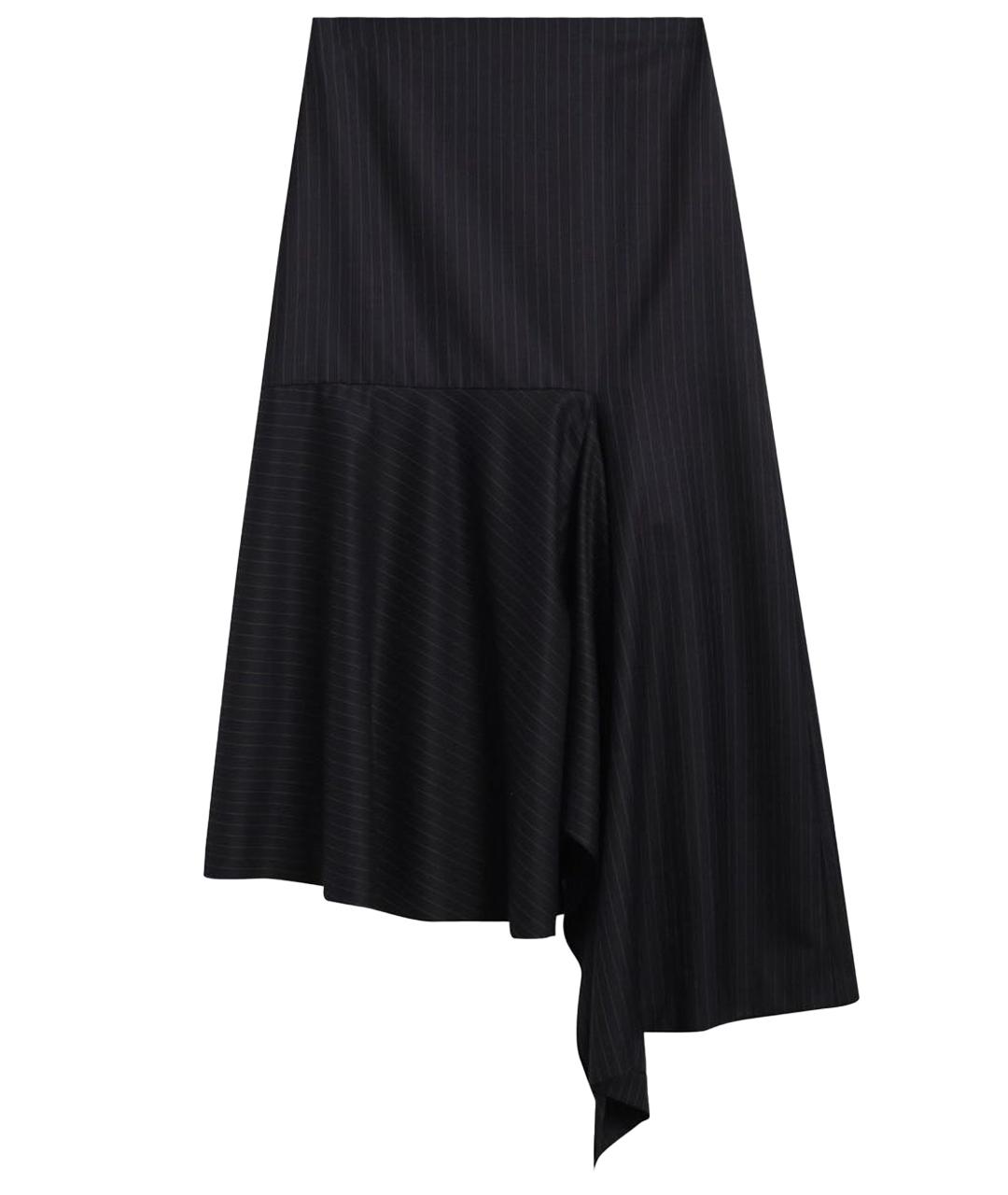 BALENCIAGA Темно-синяя шерстяная юбка миди, фото 1