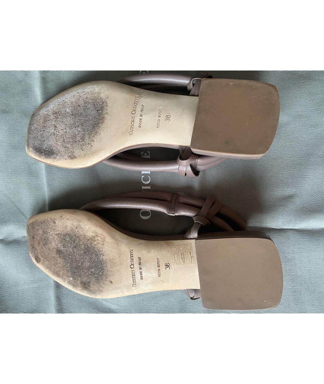 OFFICINE CREATIVE Коричневые кожаные босоножки, фото 6