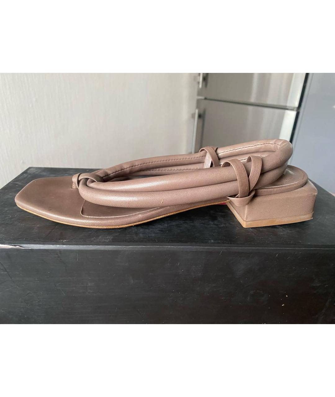 OFFICINE CREATIVE Коричневые кожаные босоножки, фото 3