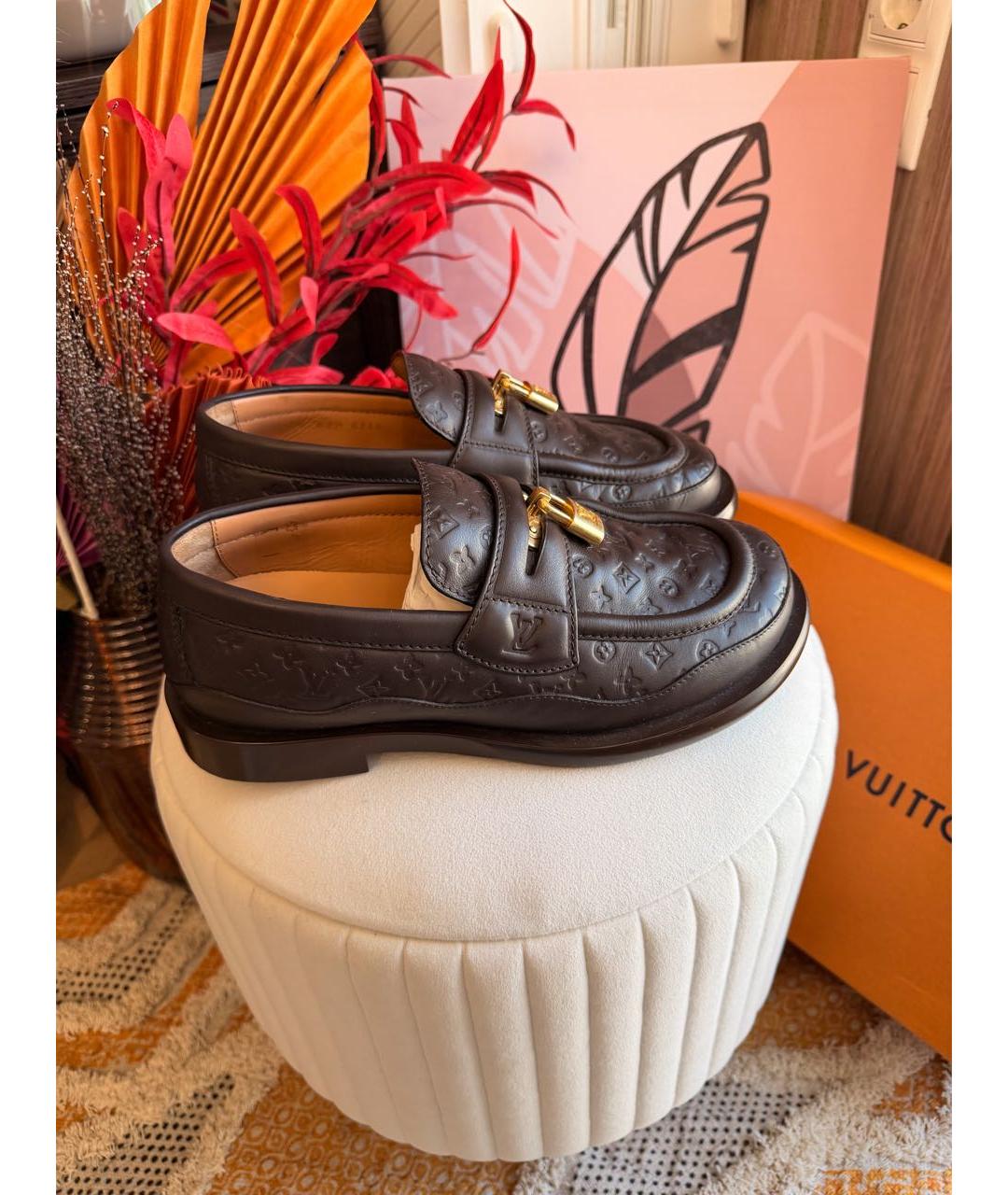 LOUIS VUITTON Коричневые кожаные лоферы, фото 5