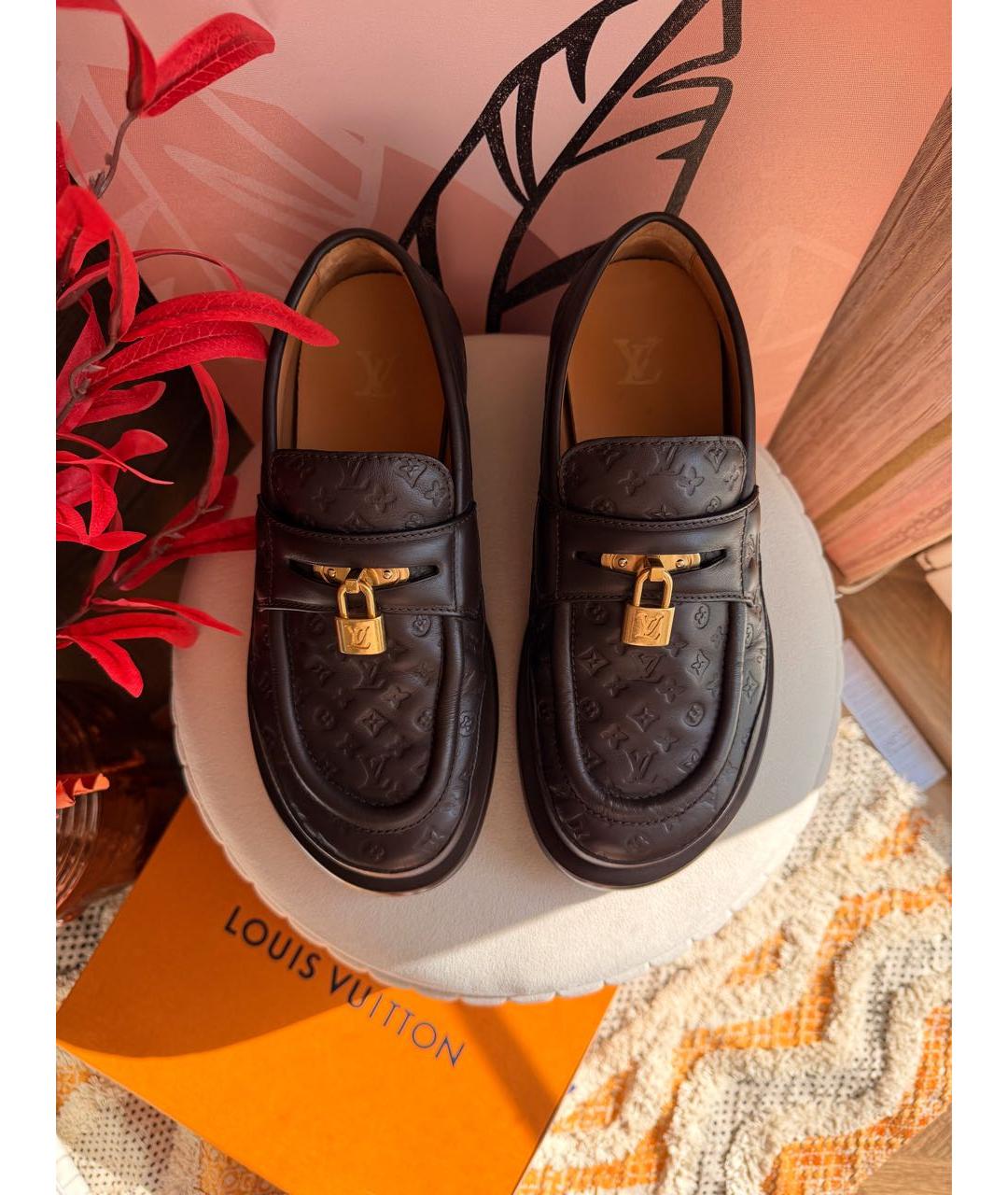 LOUIS VUITTON Коричневые кожаные лоферы, фото 2