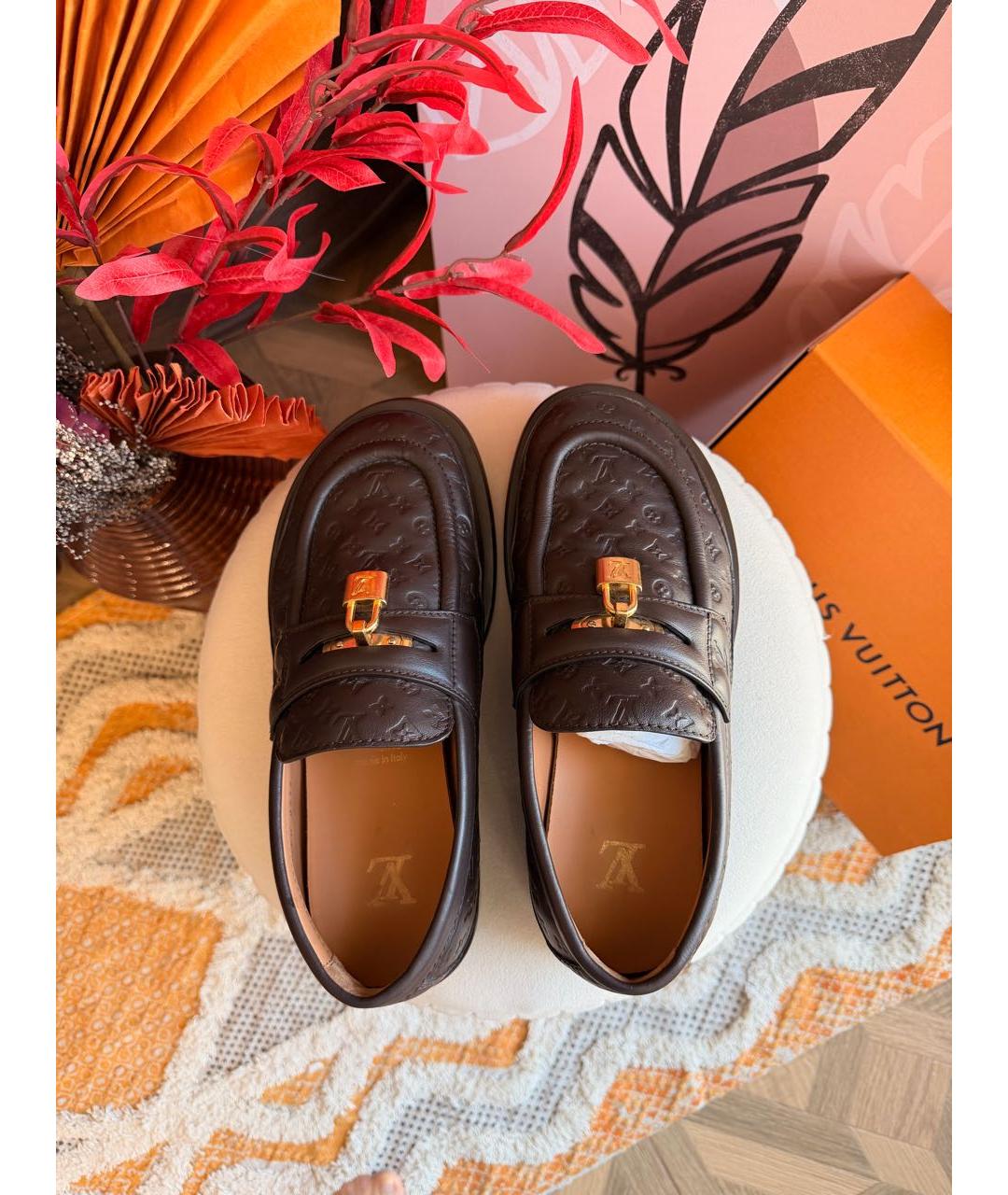 LOUIS VUITTON Коричневые кожаные лоферы, фото 3