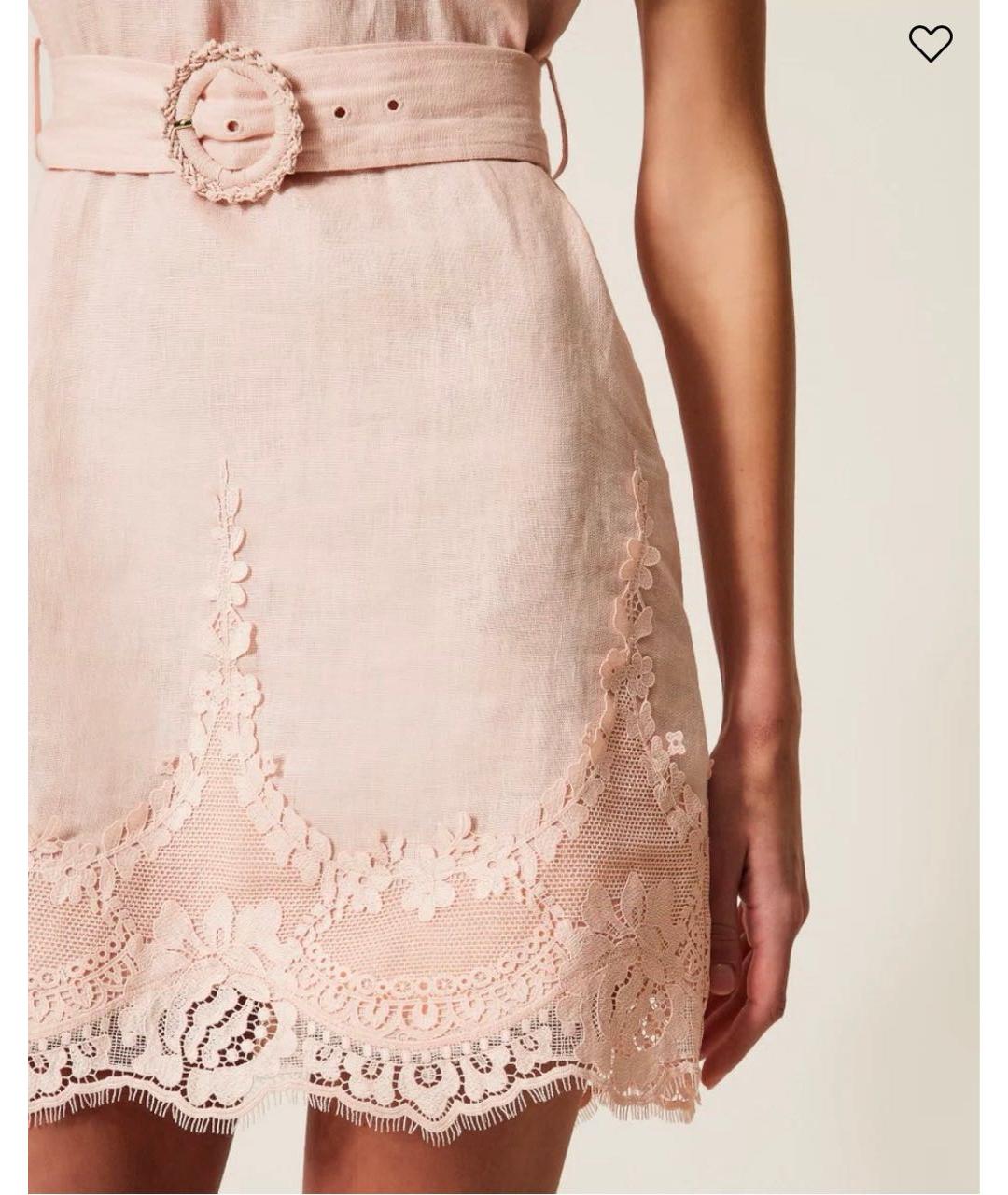 TWIN-SET Розовое хлопковое повседневное платье, фото 7