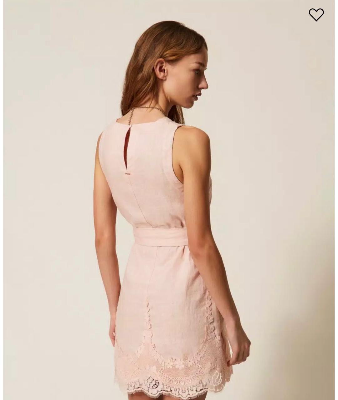 TWIN-SET Розовое хлопковое повседневное платье, фото 4