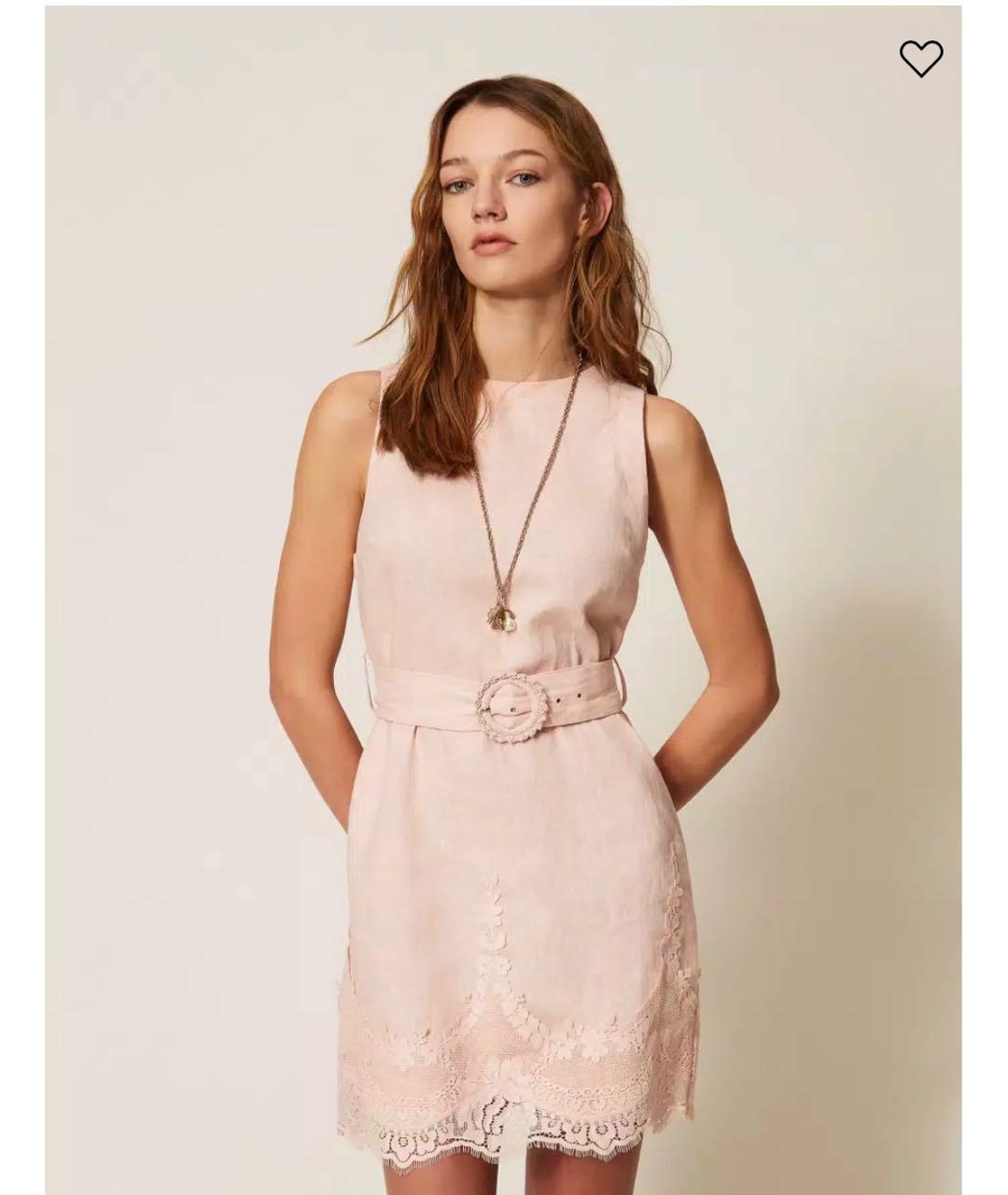 TWIN-SET Розовое хлопковое повседневное платье, фото 2