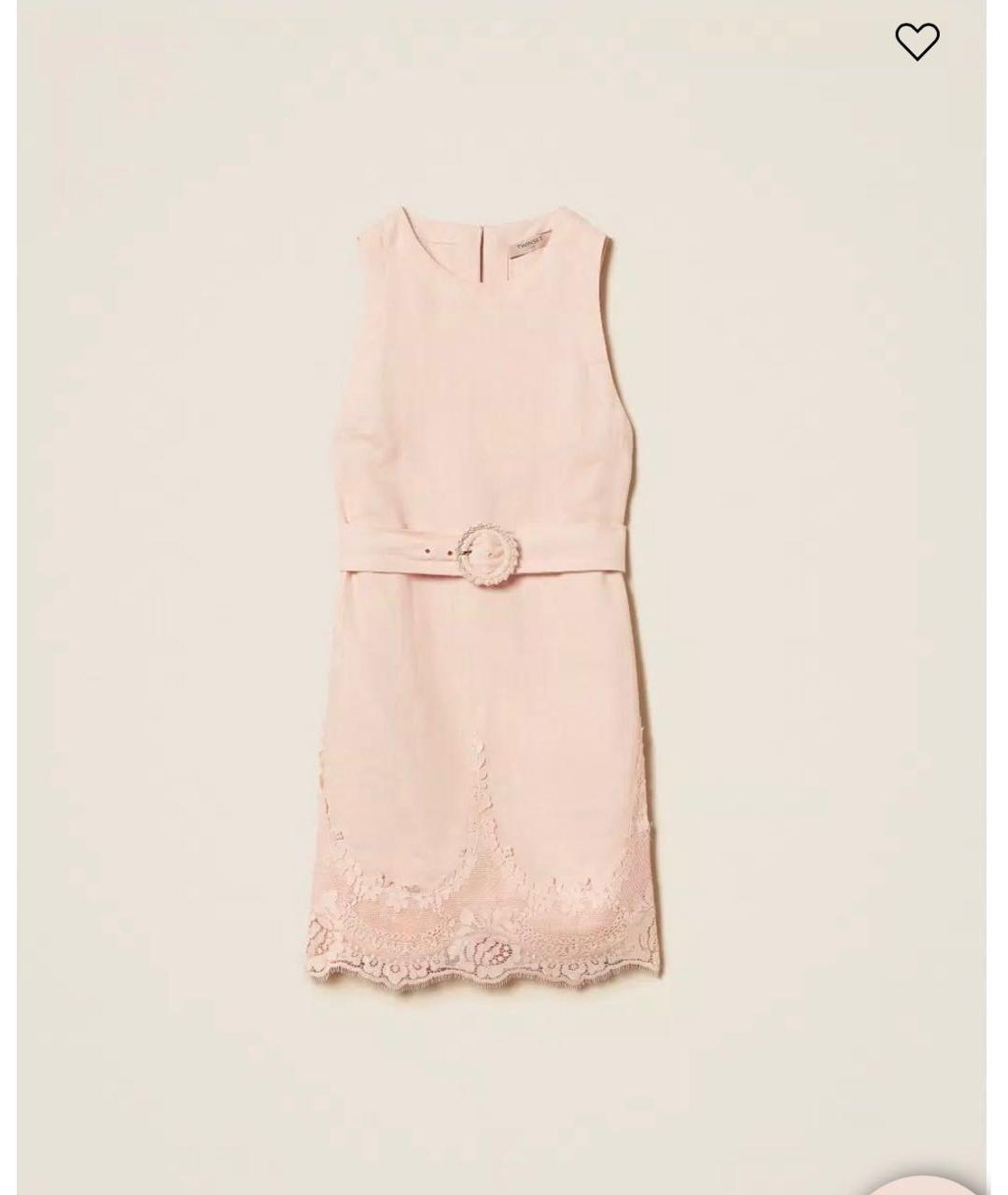 TWIN-SET Розовое хлопковое повседневное платье, фото 5