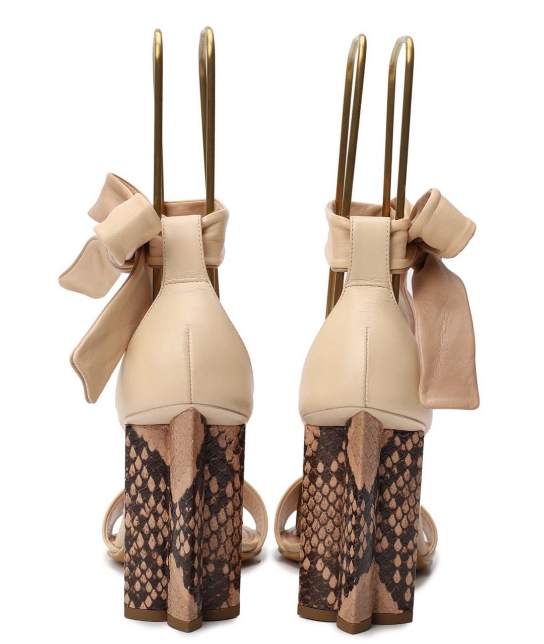 LOUIS VUITTON Бежевые босоножки из экзотической кожи, фото 4