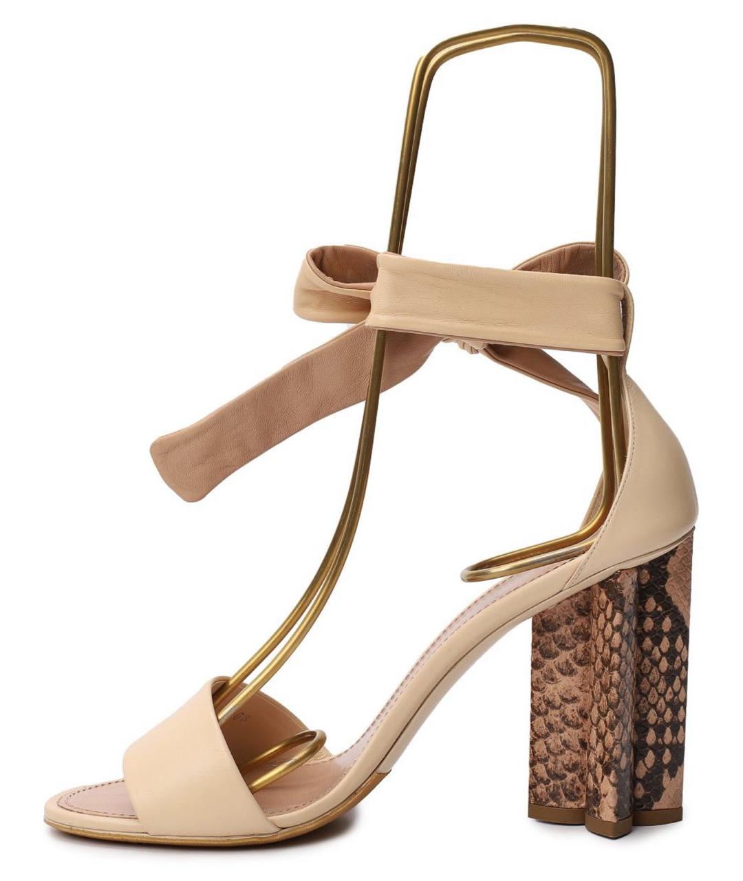 LOUIS VUITTON Бежевые босоножки из экзотической кожи, фото 5